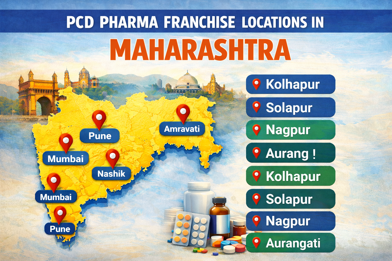 PCD Pharma Franchise Locations in Maharashtra